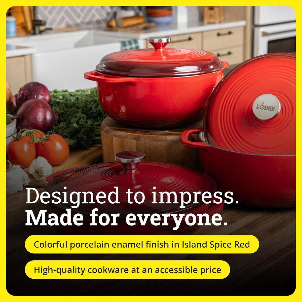 Essential 3.6 Quart Enamel Cast Iron Braiser in Island Spice Red