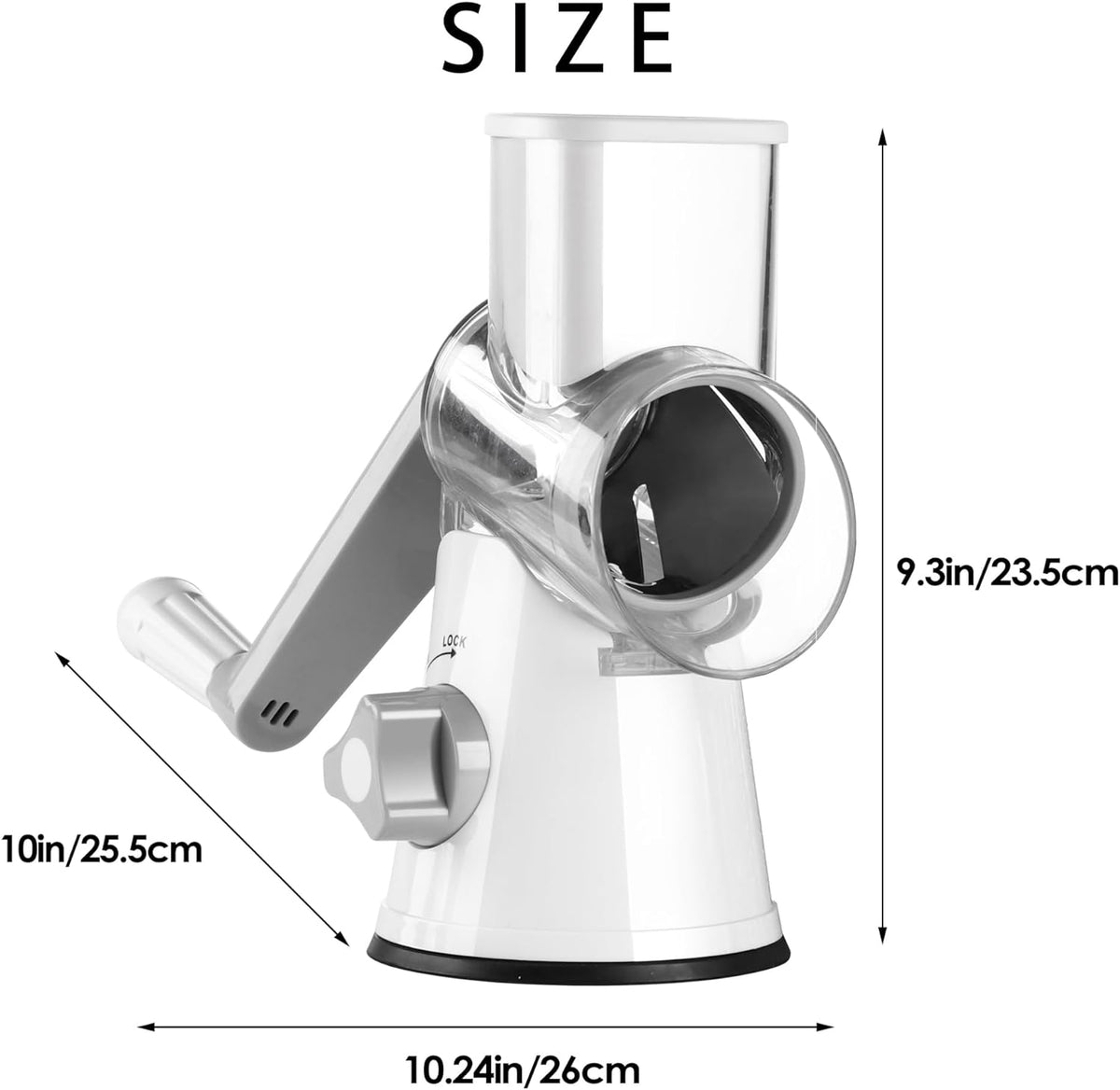 Rotary Hand Crank Shredder for Effortless Grating of Cheese, Vegetables, Nuts, and Chocolate