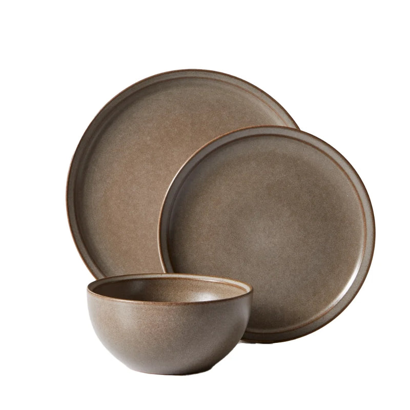 Better Homes & Gardens Stoneware Dinnerware Set, 12-Piece, Brown