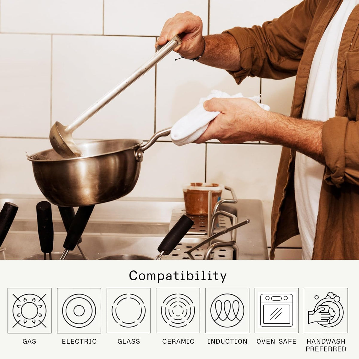 Made in Cookware - 2 Quart Stainless Steel Saucier Pan - 5 Ply Stainless Clad - Professional Cookware - Crafted in Italy - Induction Compatible