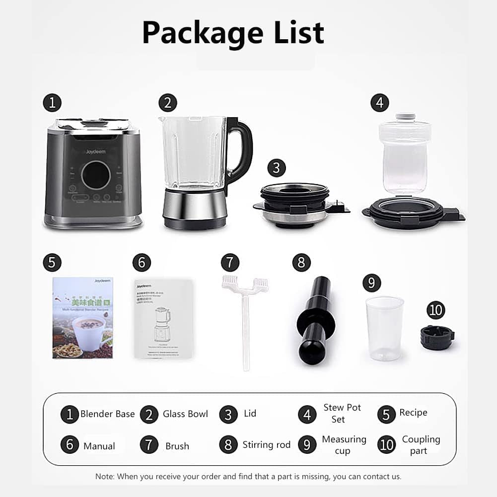 Cooking Blender JD-D16, Hot and Cold Blender for Soy Milk & Juice, Soup Maker with Stew Pot, 1.75L(59 Oz), 1200W, Black