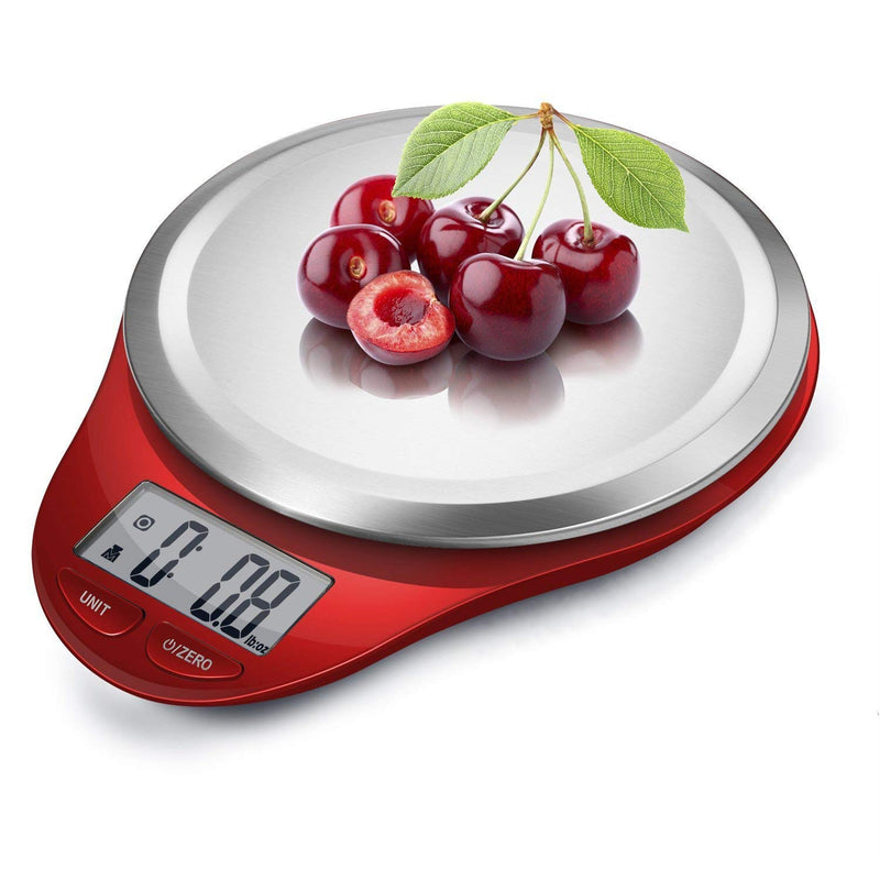 Digital Kitchen Scale, 11 lb, Red