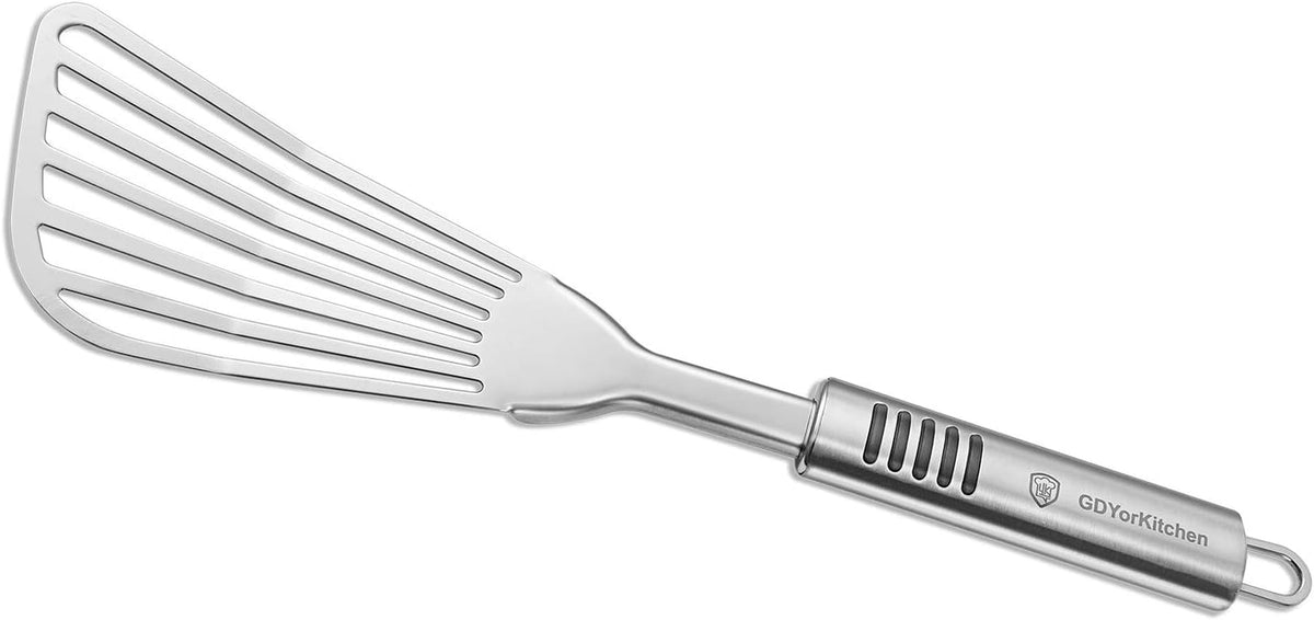 Stainless Steel Fish Spatula with 1.2Mm Thick Blade - Multipurpose Turner for Fish, Eggs, Meat, and Dumplings - Perfect for Grilling, Frying, and More - Bonus Silicone Brush and Oven Mitt - Set of 1