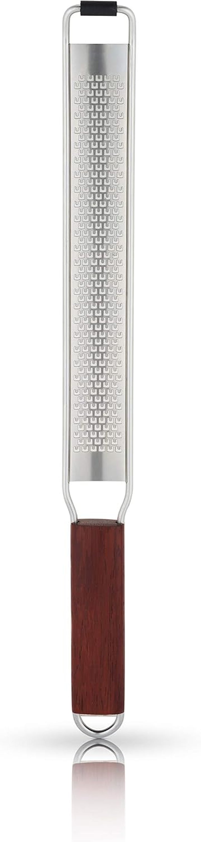 Citrus and Cheese Grater, Stainless Steel Rasp Grater Zester with Acacia Wood Handle for Lemons, Oranges, Nutmeg & Cheese, Elegant Kitchenware for Cocktails, Cooking, & Bartender Gifts, Set of 1