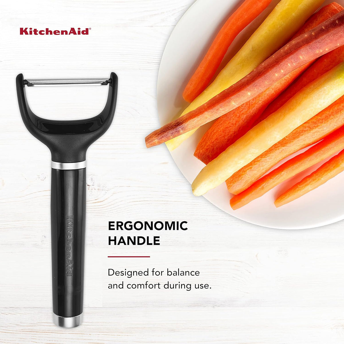 Kitchenaid Y Peeler with Ergonomic Handle and Single Edge Blade, Dishwasher Safe with Protective Cover