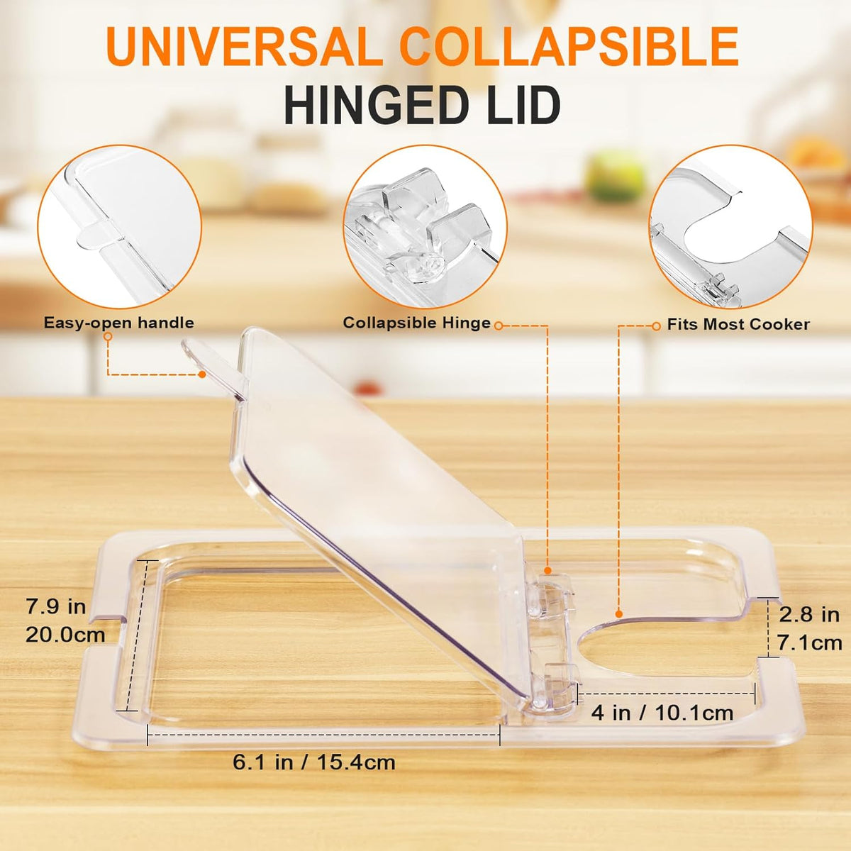 Sous Vide Container 12 Quart with Universal Collapsible Hinged Lid