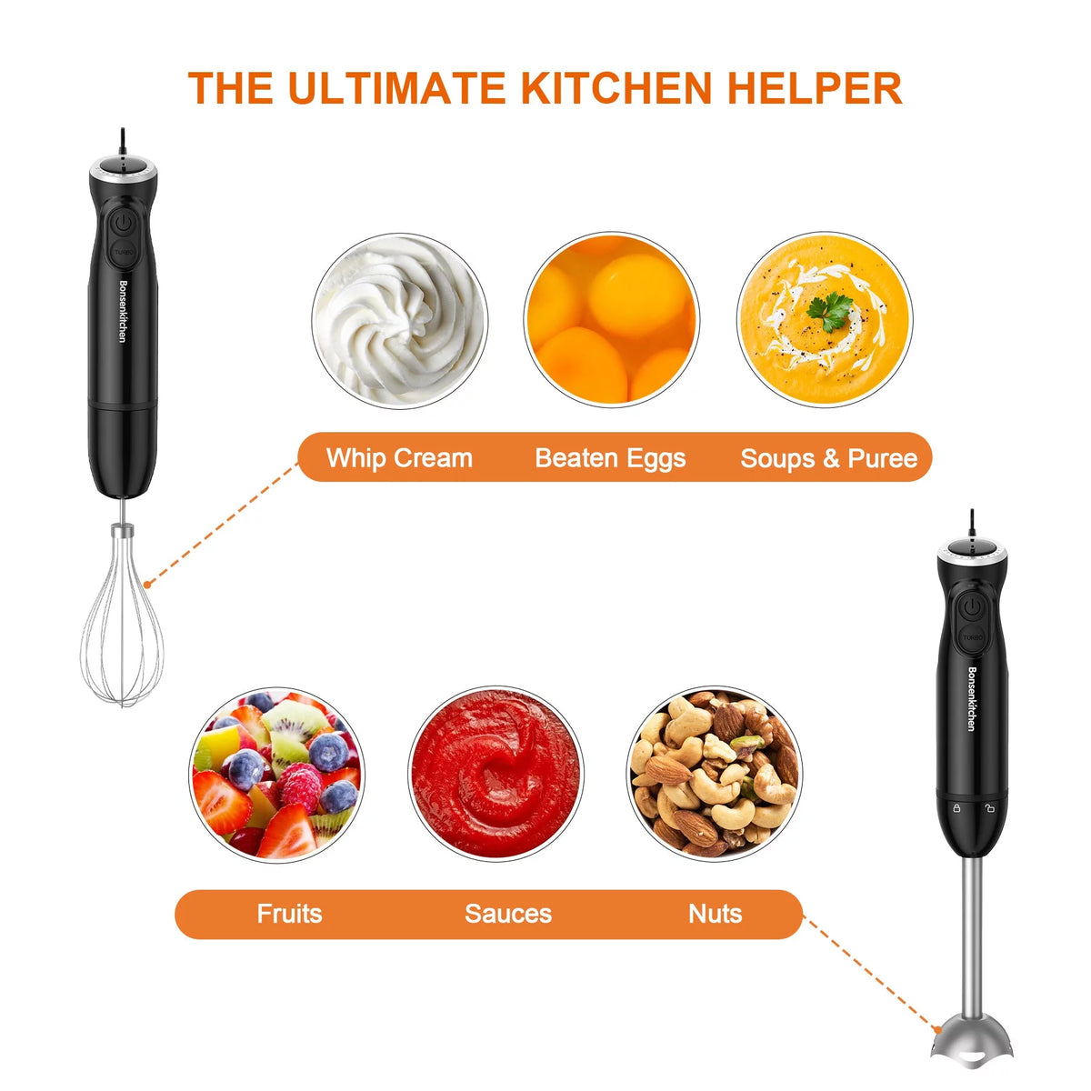 Blend it all! 🥚✨💪 Get your 3 in 1 Immersion Blender with Egg Whisk & 700ml Measuring Cup – 12 Speed for all your culinary creations! 🍽️ #CookingMadeEasy