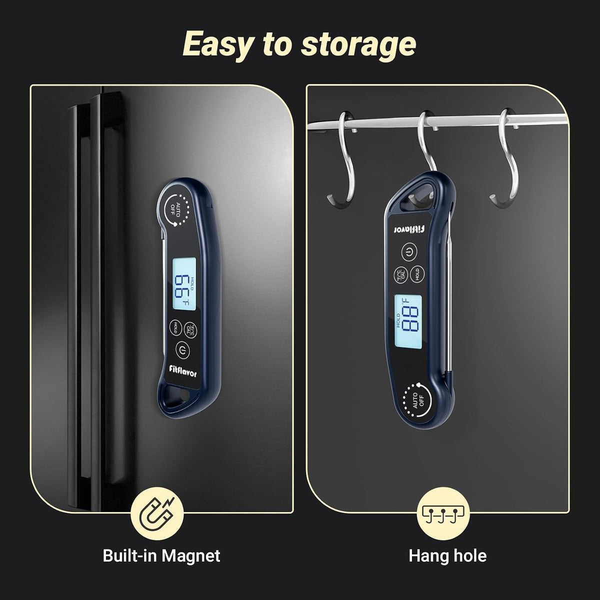 Instant Read Meat Thermometer Digital, 0.5S Instant Read Thermometer for Cooking Grill Candy Oil Food Meat Kitchen Baking BBQ, K Sensor Accuracy ±0.5°F Backlight Calibration Waterproof (11K-1)