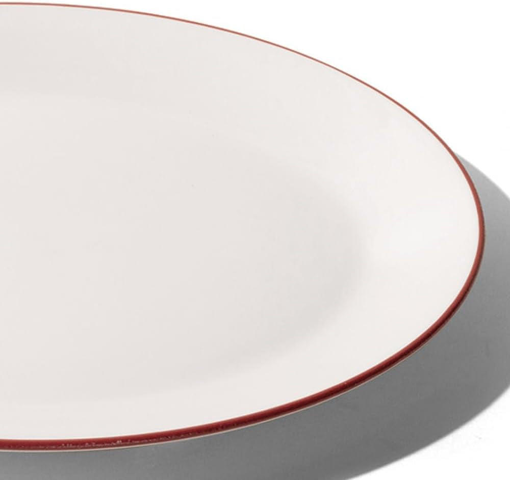 Made in Cookware - Serving Platter - White with Red Rim - Porcelain - Crafted in England
