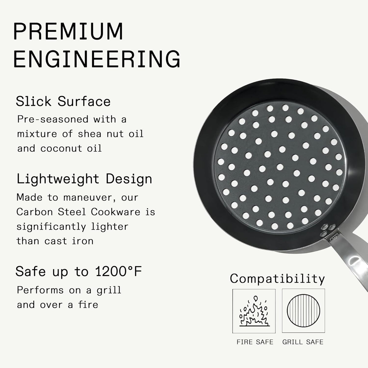 Made in Cookware - 12" Seasoned Carbon Steel Grill Frying Pan