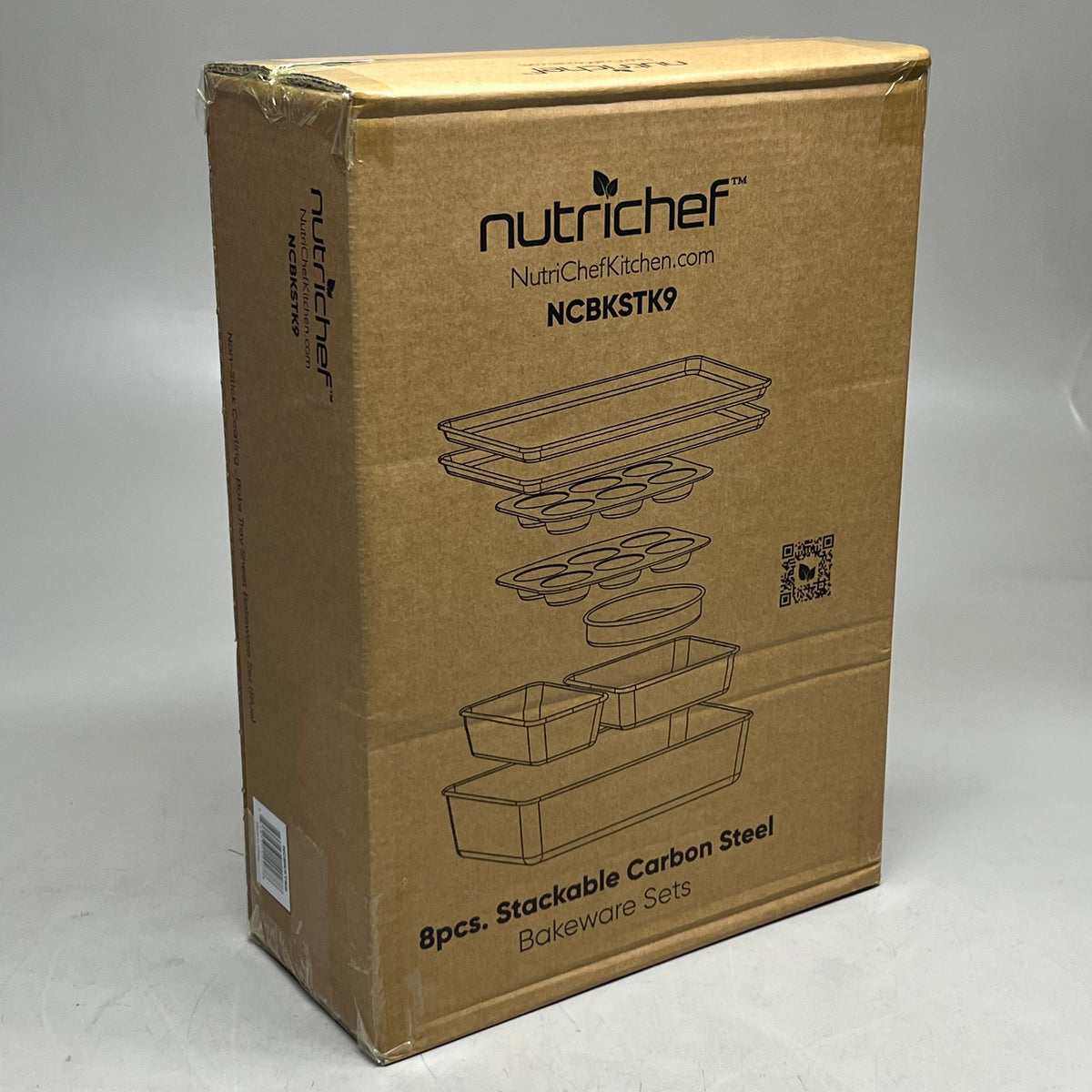 NutriChef Stackable Nonstick Bakeware Set, 8-Piece