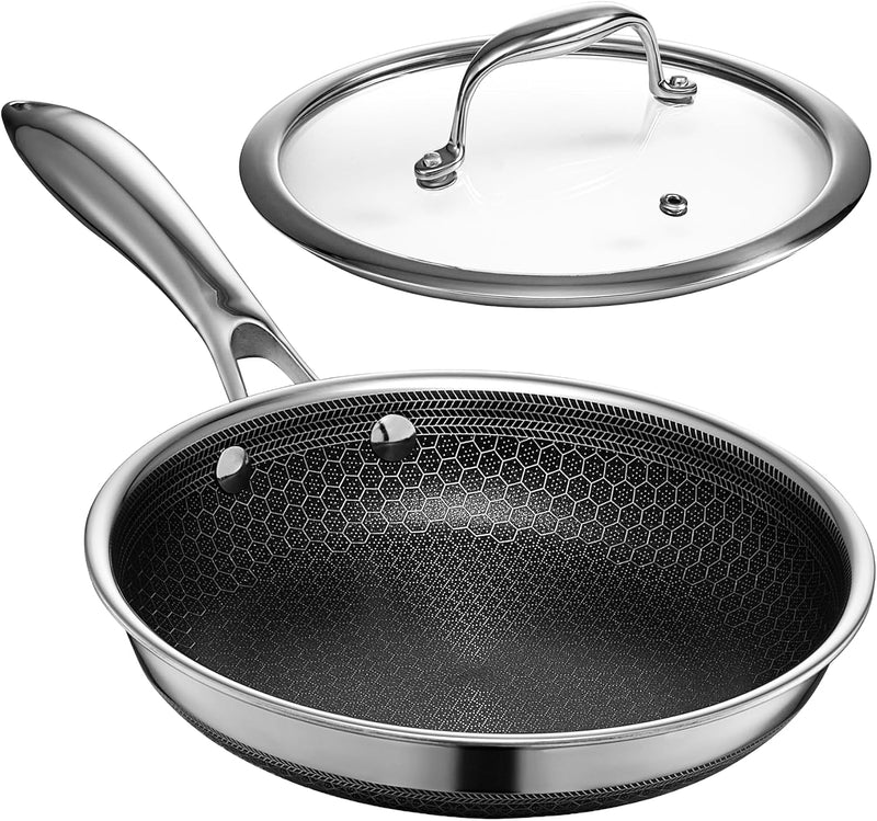 HexClad Hybrid Frying Pan with Lid, 8 in