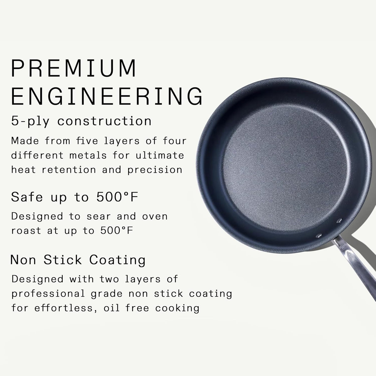 Made in Cookware - Procoat 12" Non Stick Frying Pan (Graphite) - 5 Ply Stainless Clad Nonstick - Professional Cookware - Crafted in USA - Induction Compatible
