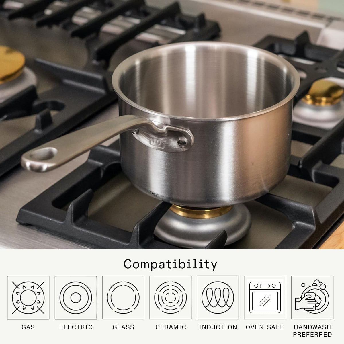 Made in Cookware - 4 Quart Stainless Steel Saucepan with Lid - 5 Ply Stainless Clad Sauce Pan - Professional Cookware - Crafted in Italy - Induction Compatible