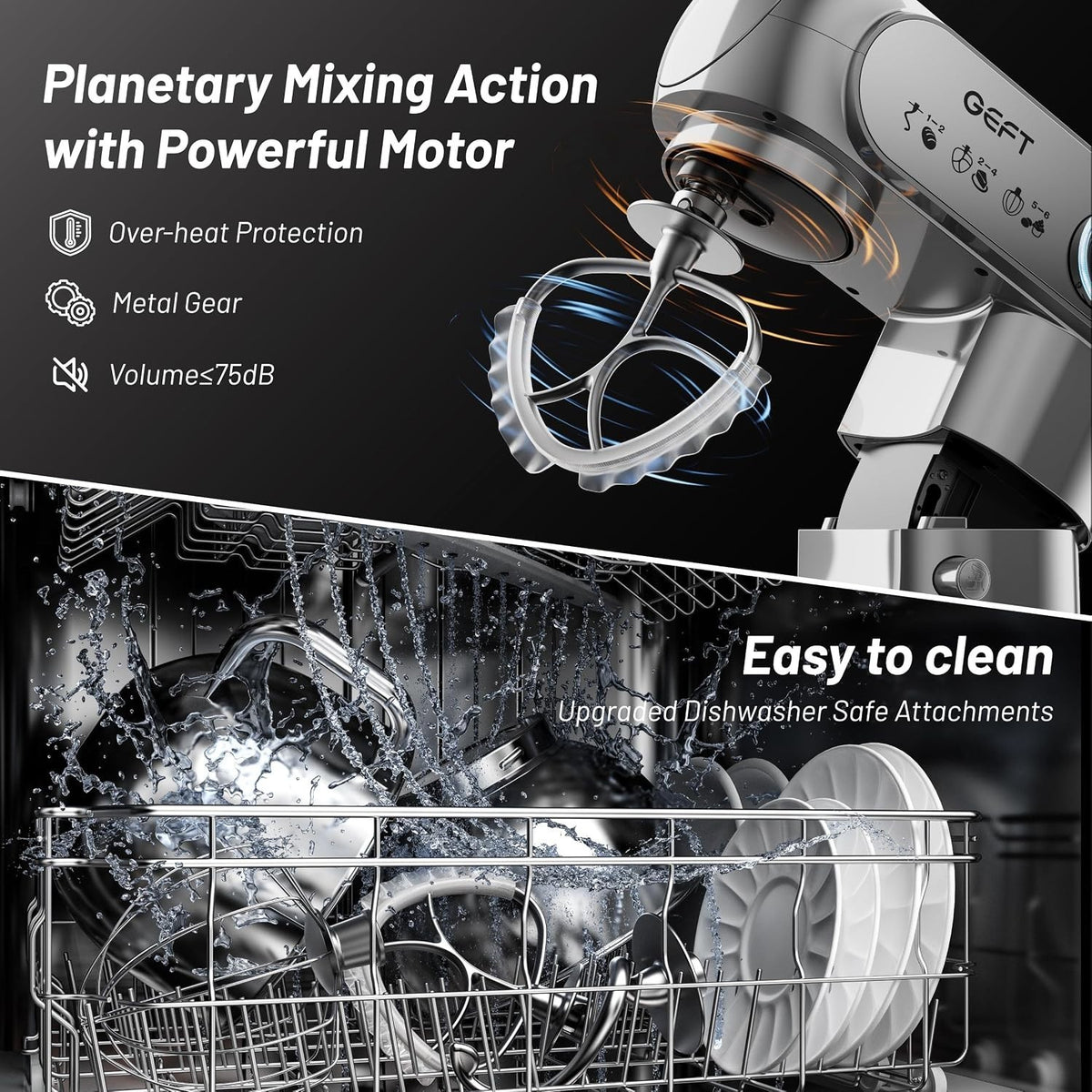Stand Mixer, 3.5QT&6QT Bowls Mixers Kitchen Electric Stand Mixer Gray