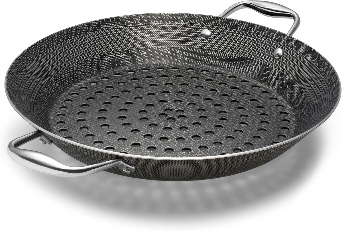 Hexclad Hybrid Nonstick BBQ Grill Pan, Dishwasher-Friendly, BBQ and Oven-Safe up to 900°F