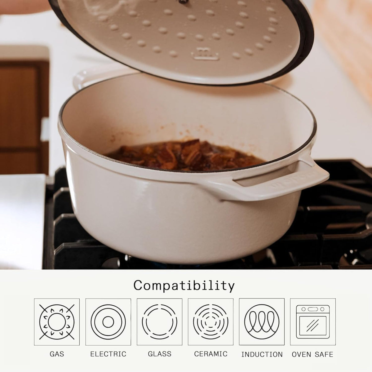 Made in Cookware - Dutch Oven 5.5 Quart (Linen) - Enameled Cast Iron - Exceptional Heat Retention & Durability - Professional Cookware - Crafted in France - Induction Compatible