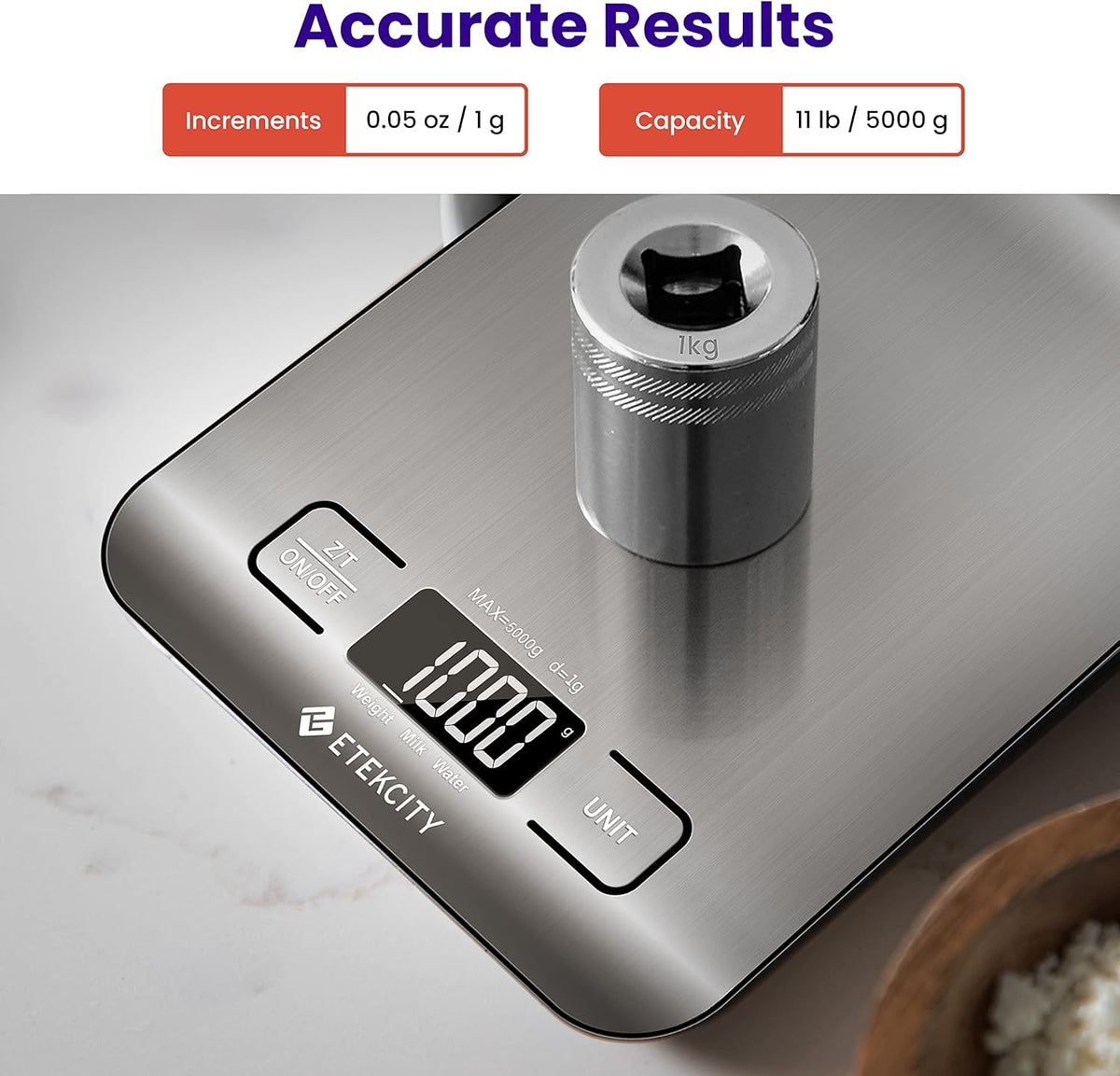 Precision Digital Kitchen Scale - Measure Grams & Ounces Up to 11 Lbs for Perfect Cooking!