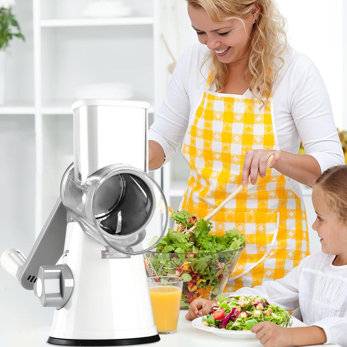 Rotary Hand Crank Shredder for Effortless Grating of Cheese, Vegetables, Nuts, and Chocolate