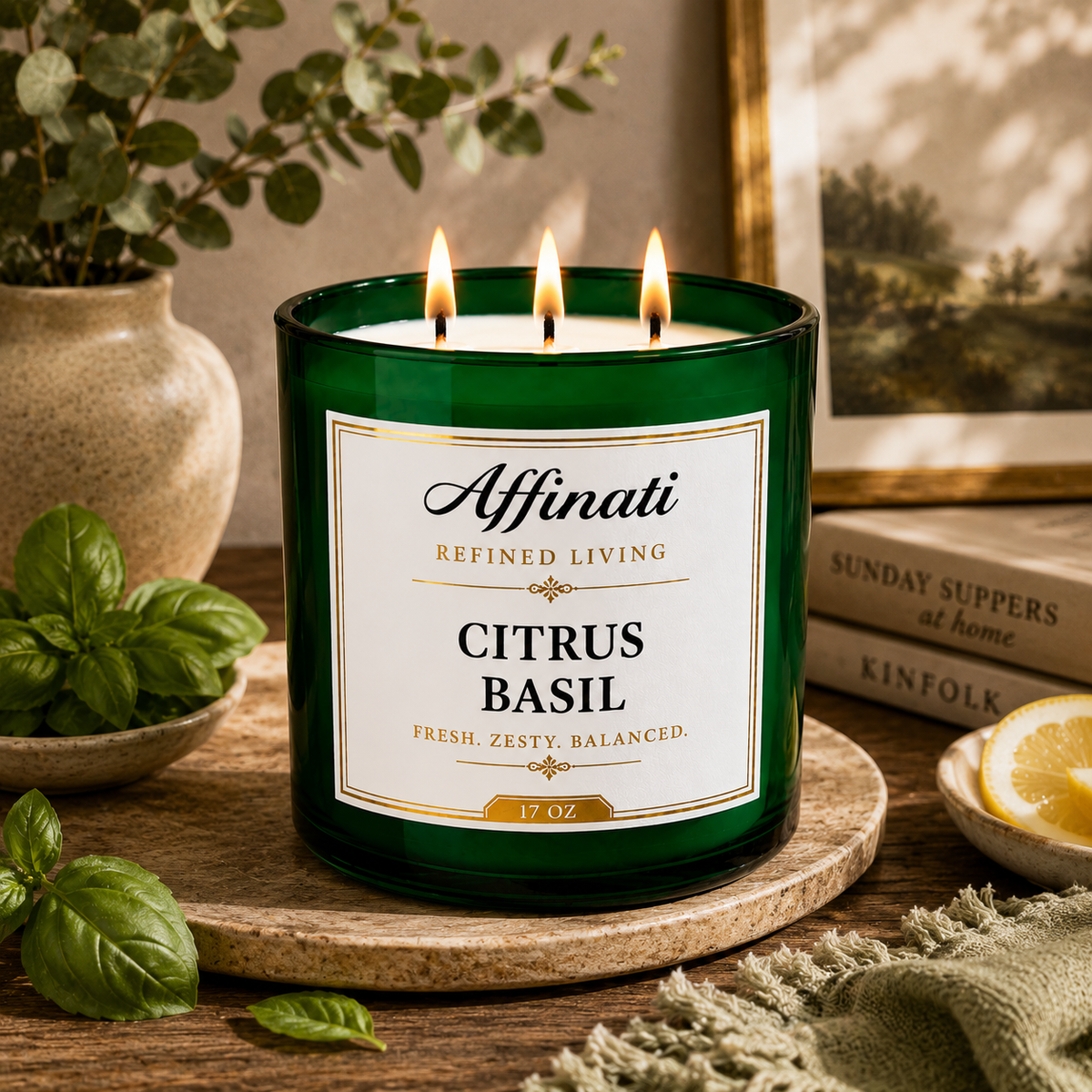 Citrus Basil Candle, 3-Wick