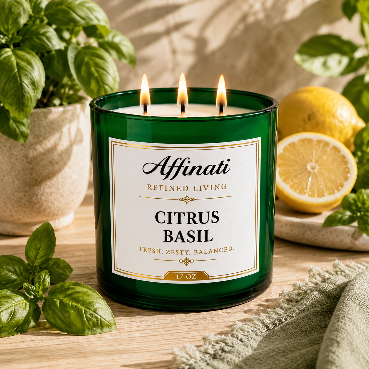Citrus Basil Candle, 3-Wick