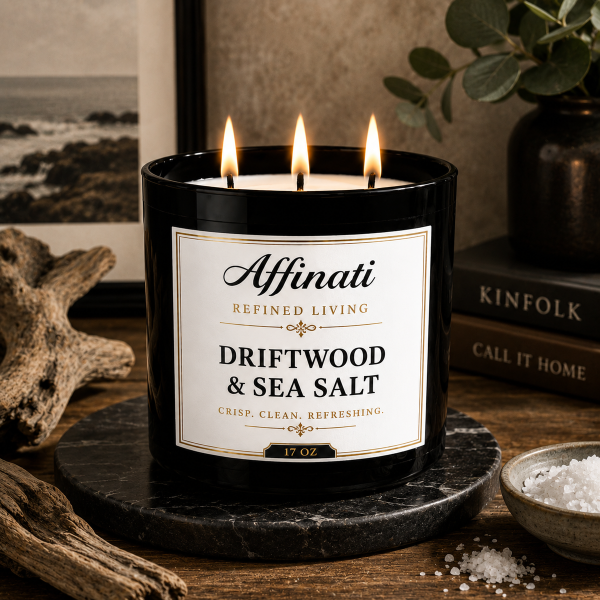 Driftwood & Sea Salt Candle, 3-Wick