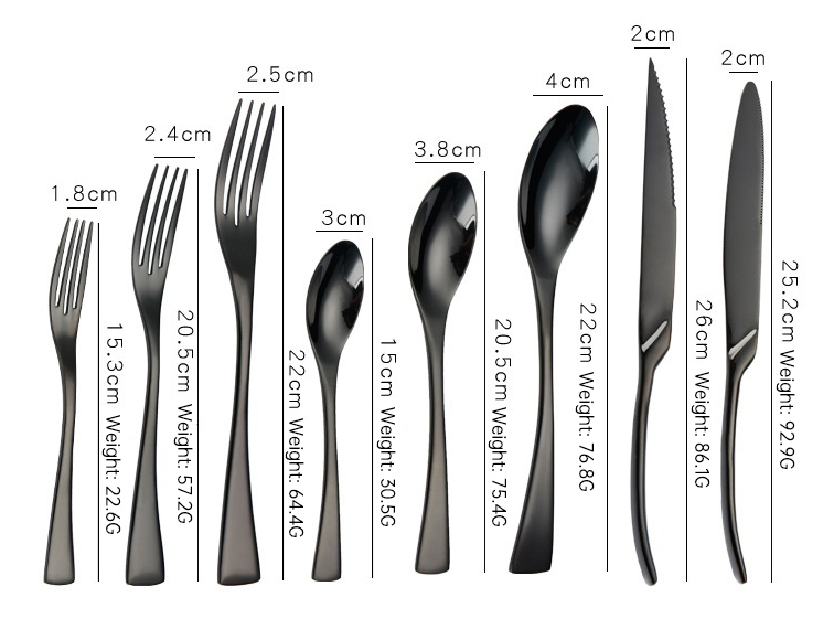 Portugal Stainless Steel Flatware Set, Titanium Black