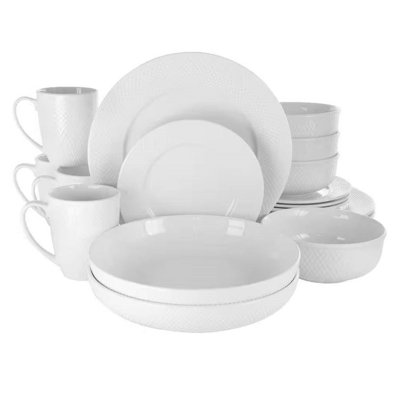 Porcelain Dinnerware Set, 18-Piece, White