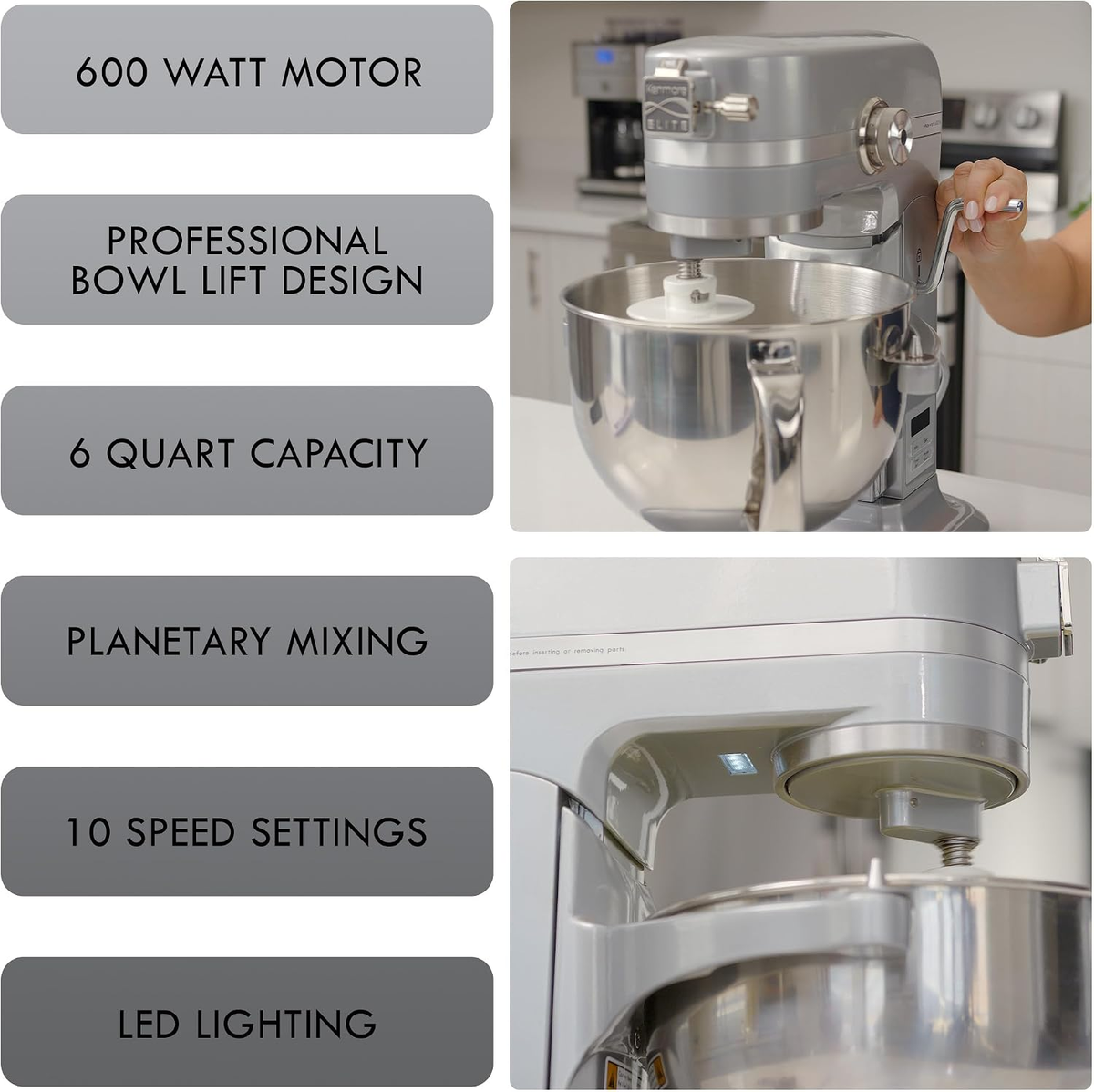 Kenmore Elite Bowl-Lift Stand Mixer with 5 and 6 qt Bowls