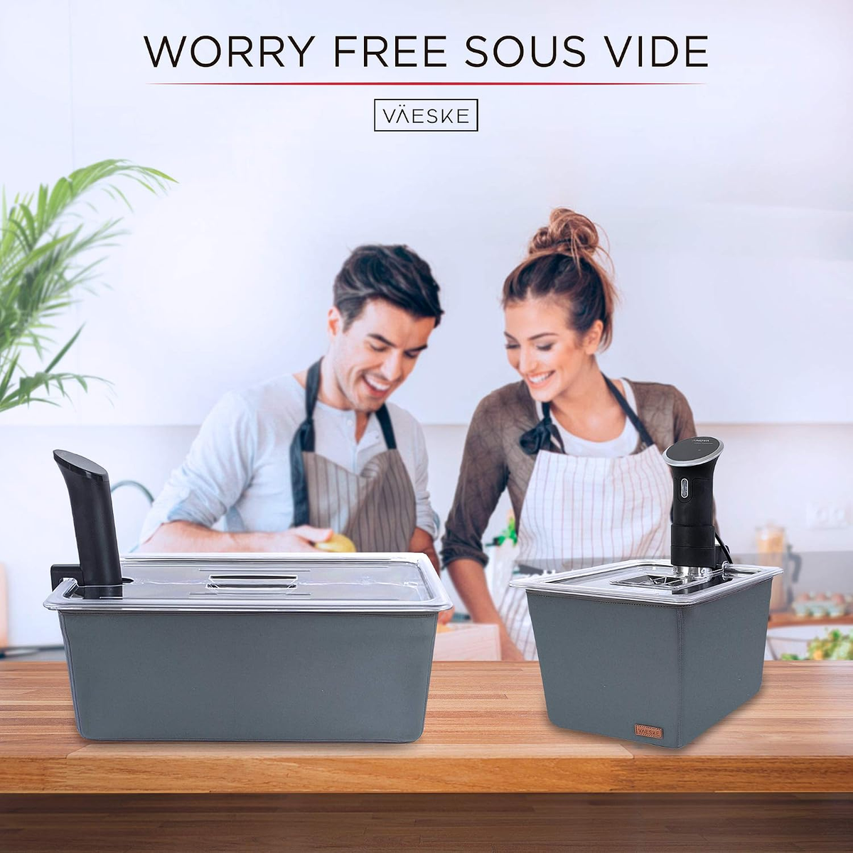 Sous Vide Container with Lid and Insulating Sleeve, 26 qt