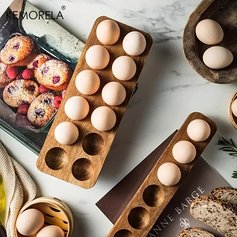 KEMORELA Wooden Egg Storage Organizer