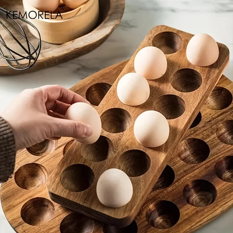 KEMORELA Wooden Egg Storage Organizer