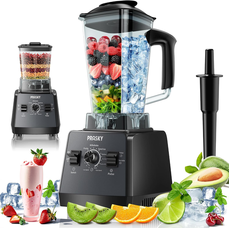 PRASKY Blender and Grinder Combo, 68 oz