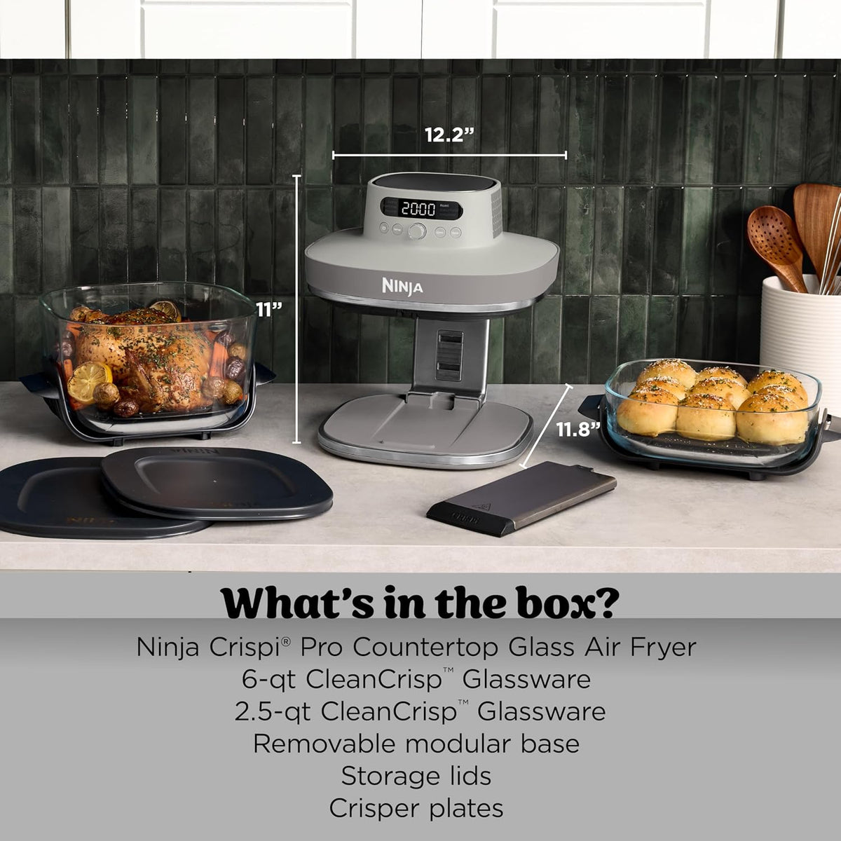 Ninja Crispi Pro Glass Air Fryer, 6-In-1, Bone, AS101LG