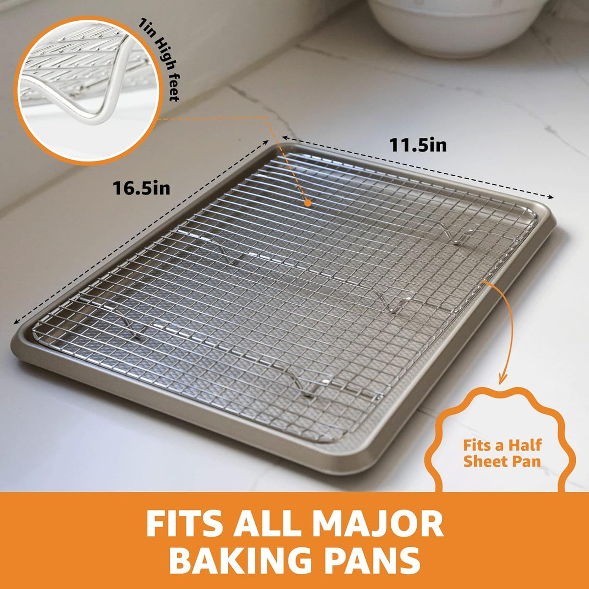 Upgrade Your Baking Game with Prioritychef's Heavy Duty Stainless Steel Cooling Racks - Perfect Fit for Half Sheet Pans! 🍪✨ (2 Pack)