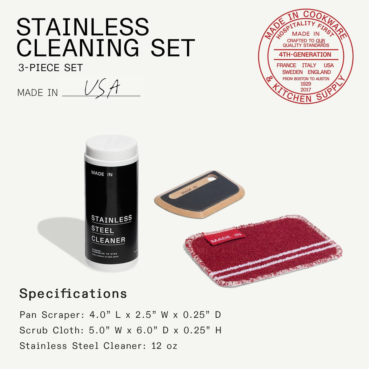 Cookware - 3 Piece Stainless Steel Cleaning Set