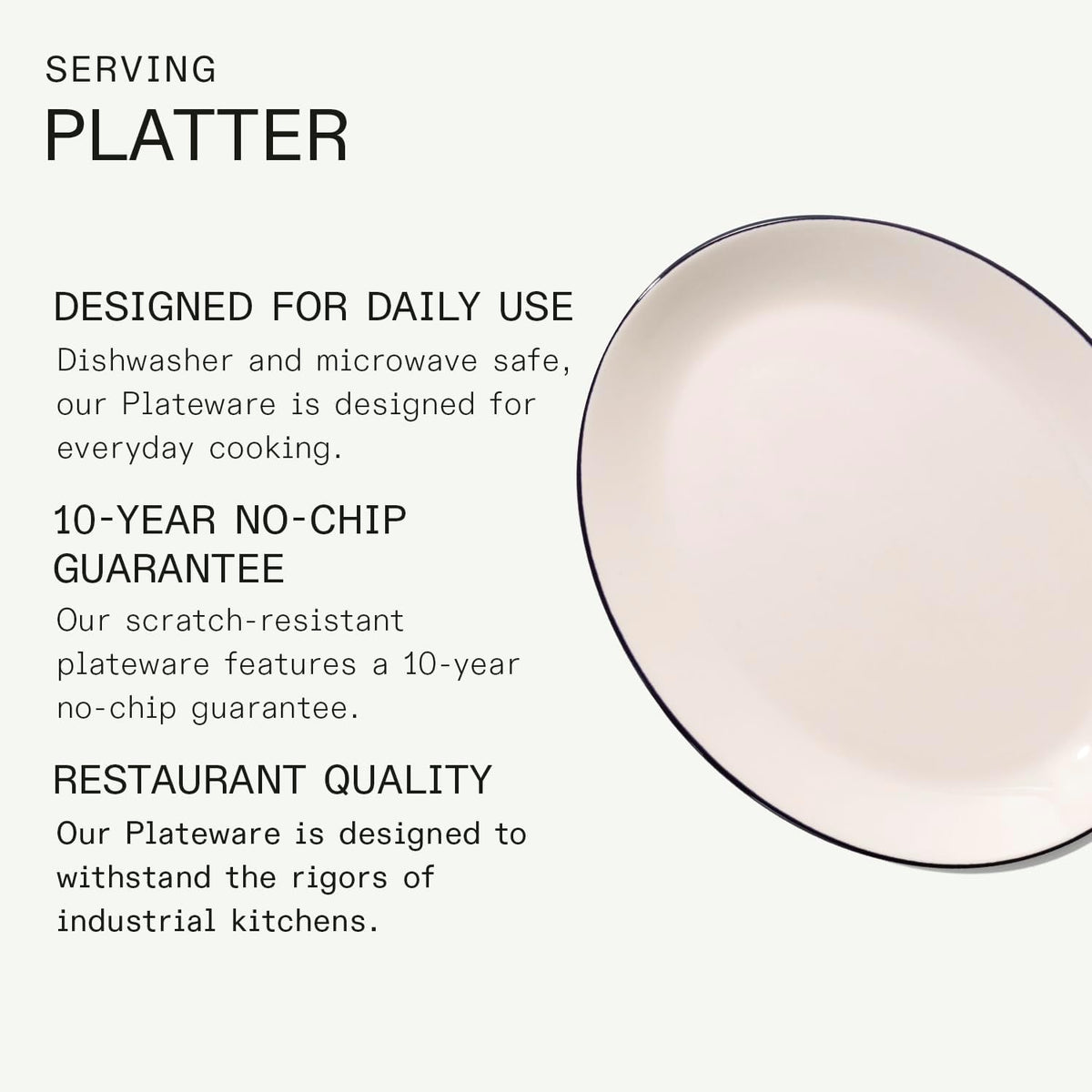 Made in Cookware - Serving Platter - White with Black Rim - Porcelain England