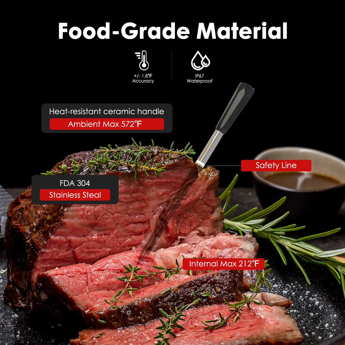 Smart Wireless Meat Thermometer - Bluetooth App, 2 Probe Set