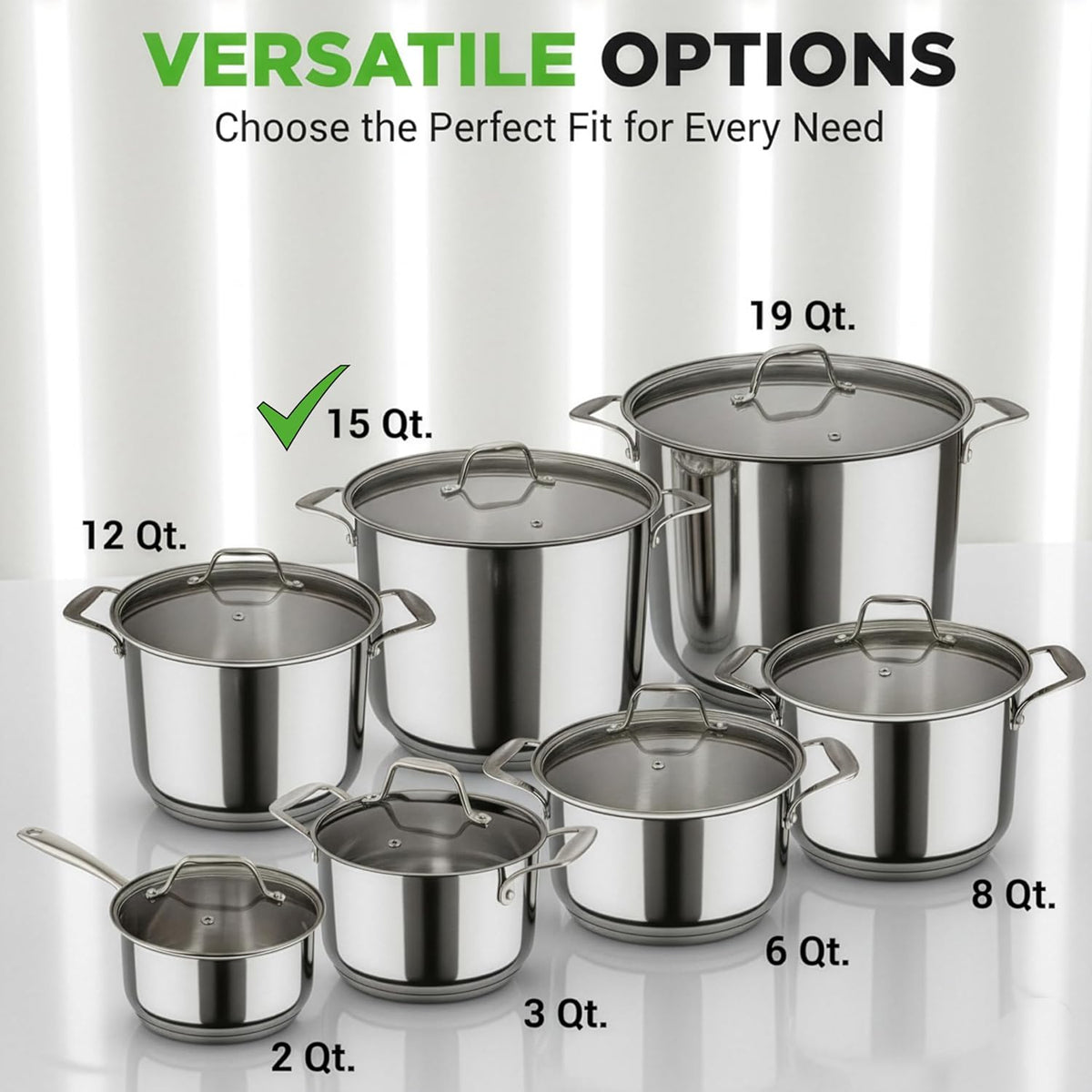 15-Quart Induction-Compatible Stainless Steel Stock Pot with Tempered Glass Lid - Dishwasher Safe for Easy Cleanup