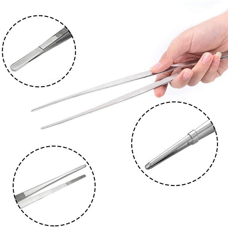 Stainless Steel Cooking Tweezers with Non-Slip Grip