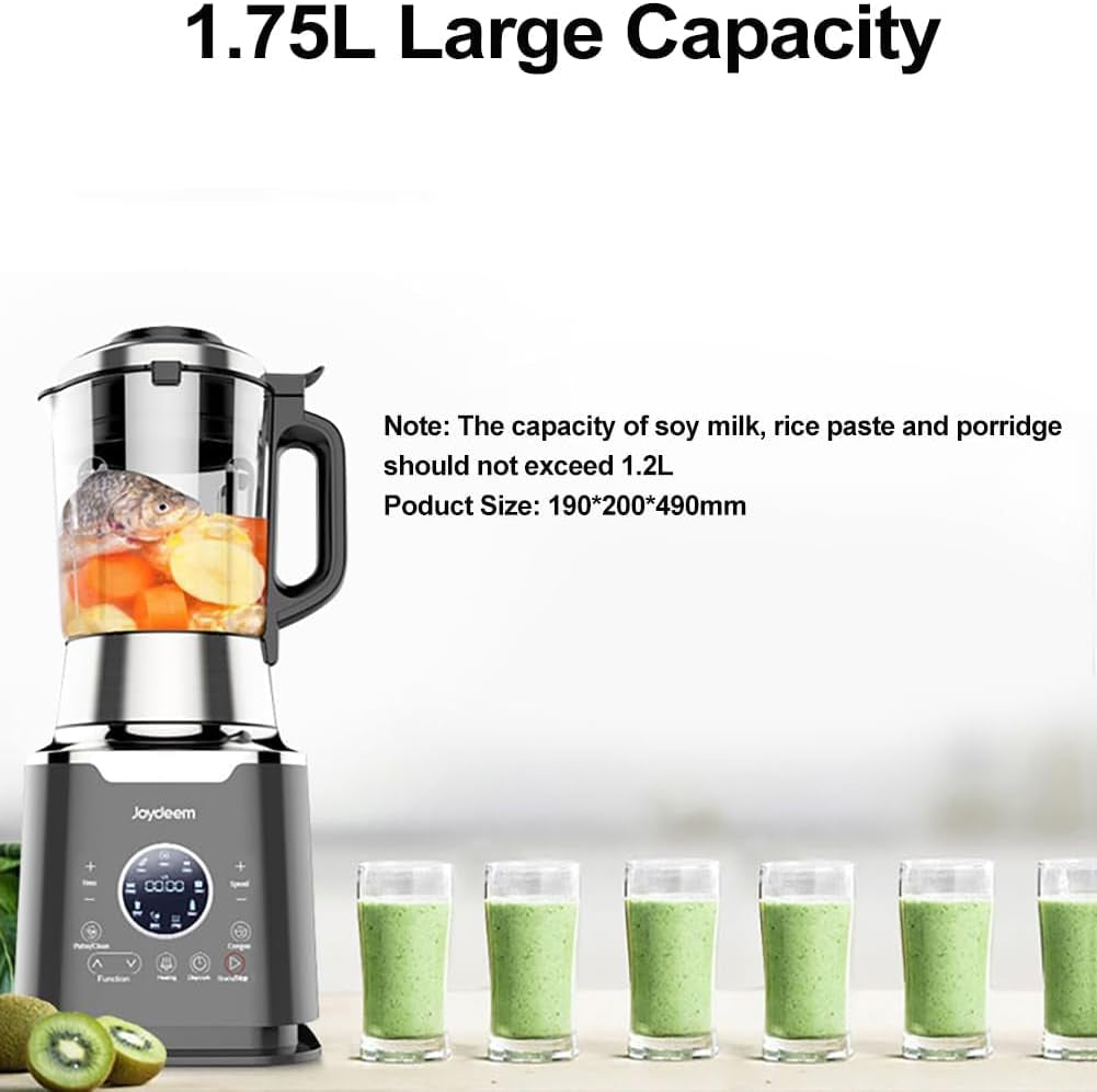 Cooking Blender JD-D16, Hot and Cold Blender for Soy Milk & Juice, Soup Maker with Stew Pot, 1.75L(59 Oz), 1200W, Black