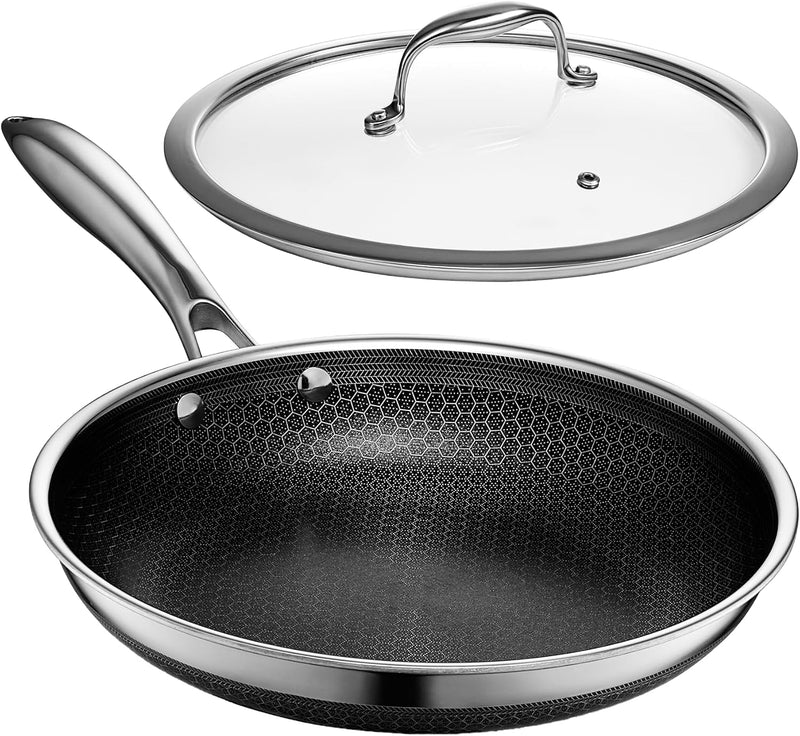 HexClad Hybrid Frying Pan with Lid, 10 in