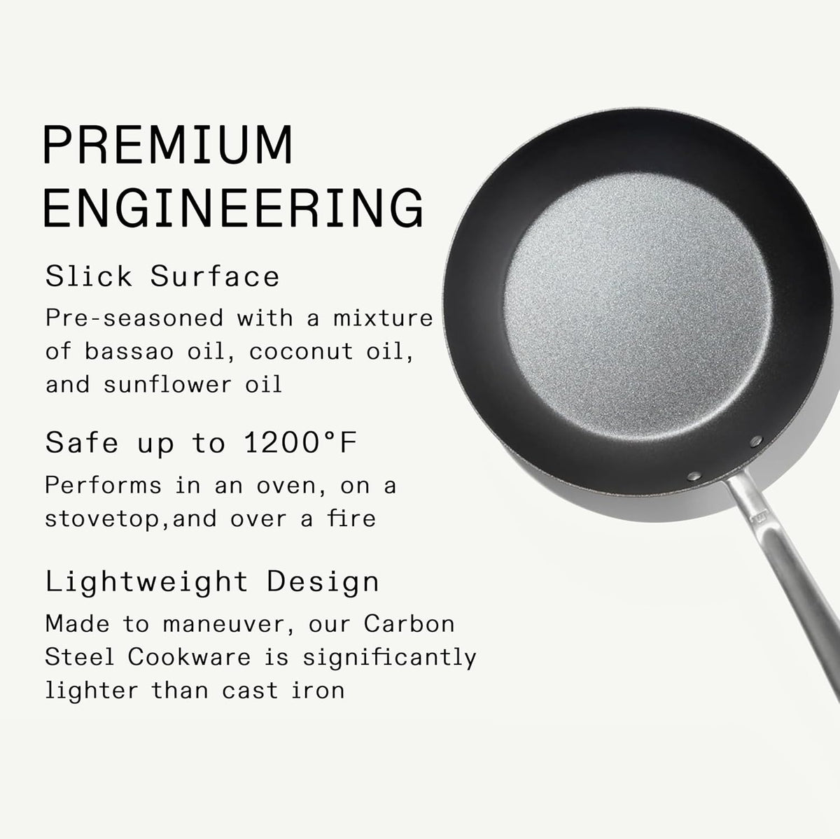 Made in Cookware - Seasoned 8" Carbon Steel Frying Pan - Professional Cookware - Crafted in Sweden - Induction Compatible