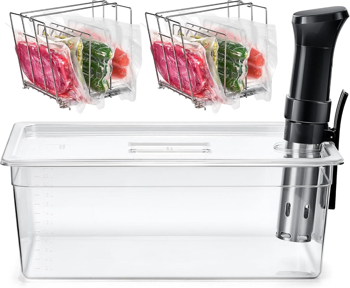 Large Sous Vide Container with Lid, 26 Qt Complete Accessories Kit