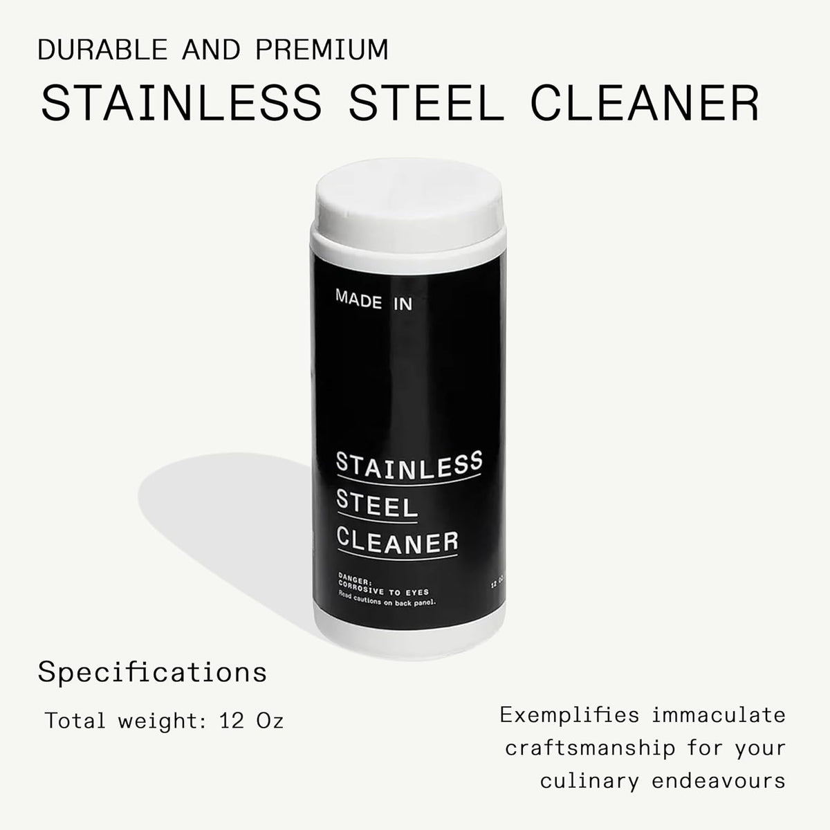 Cookware - Stainless Steel Cleaner - Environmentally Safe Stainless Steel Cleaner for Polishing and Cleaning Pots and Pans - Crafted in USA - 12Oz Powder