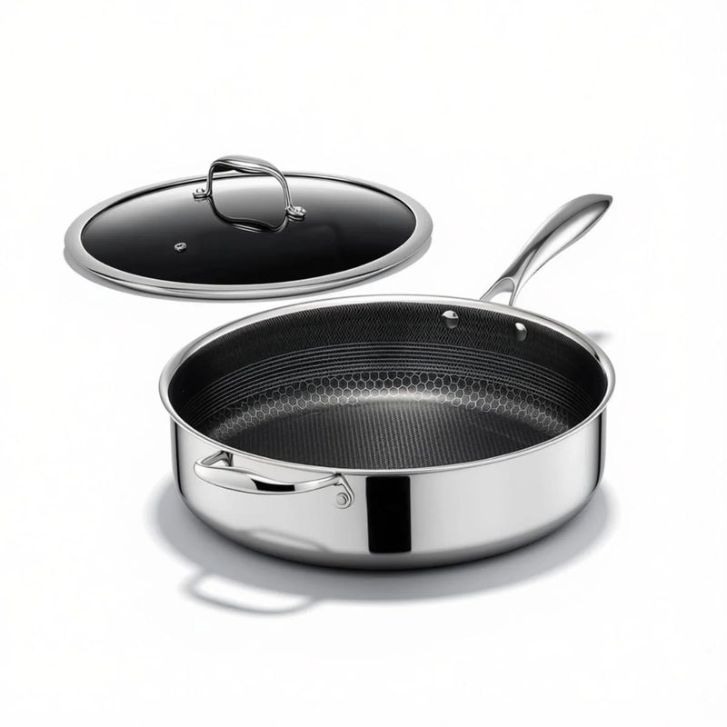 HexClad Hybrid Deep Sauté Pan with Lid, 5.5 qt