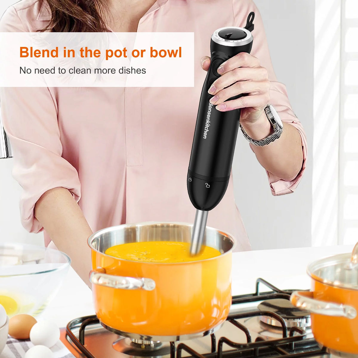 Blend it all! 🥚✨💪 Get your 3 in 1 Immersion Blender with Egg Whisk & 700ml Measuring Cup – 12 Speed for all your culinary creations! 🍽️ #CookingMadeEasy