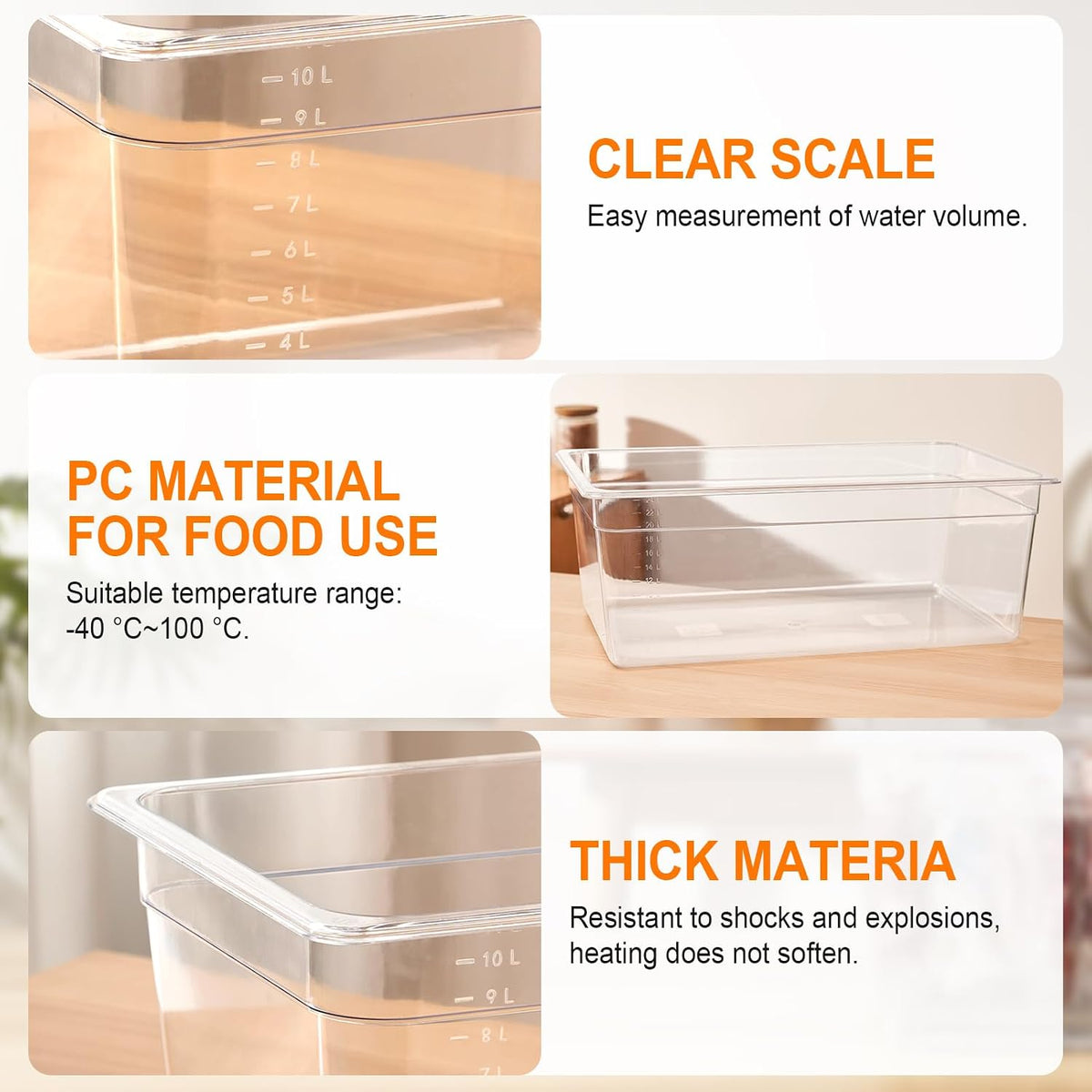 Large Sous Vide Container with Lid, 26 Qt Complete Accessories Kit