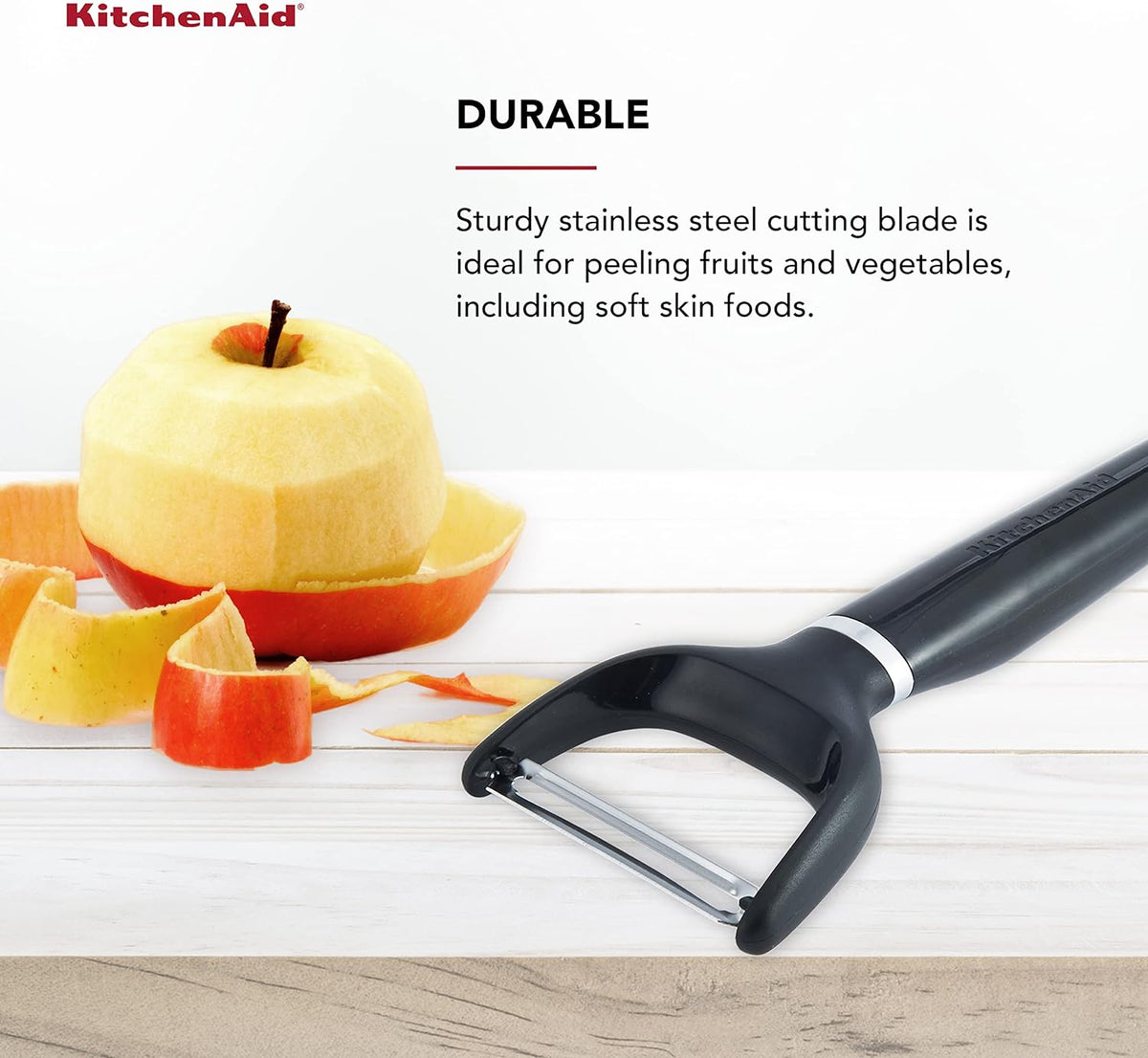 Kitchenaid Y Peeler with Ergonomic Handle and Single Edge Blade, Dishwasher Safe with Protective Cover