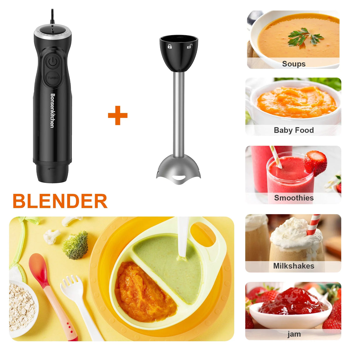 Blend it all! 🥚✨💪 Get your 3 in 1 Immersion Blender with Egg Whisk & 700ml Measuring Cup – 12 Speed for all your culinary creations! 🍽️ #CookingMadeEasy